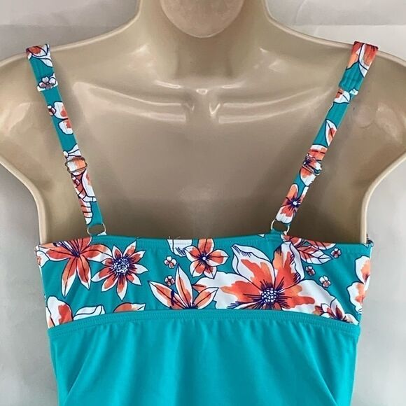 Lands End Underwire Wrap Tankini Top Aqua NWT - Picture 7 of 8